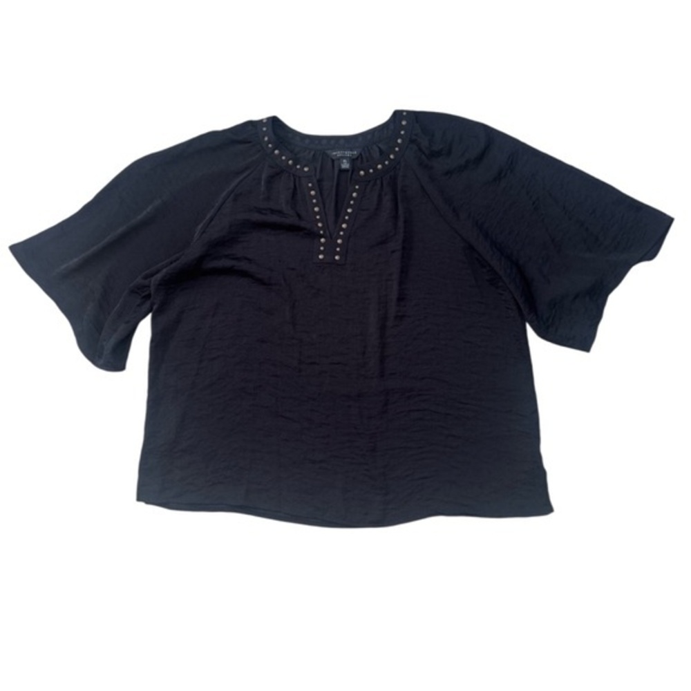 Investments Black Blouse with Stud Accents